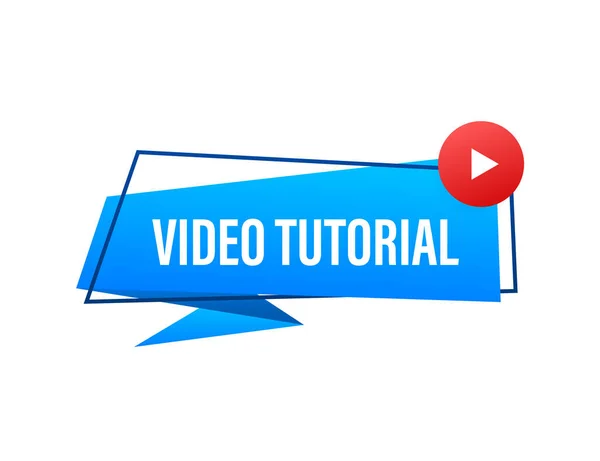 Video tutoriales Botón, icono, emblema, etiqueta. Ilustración vectorial — Vector de stock