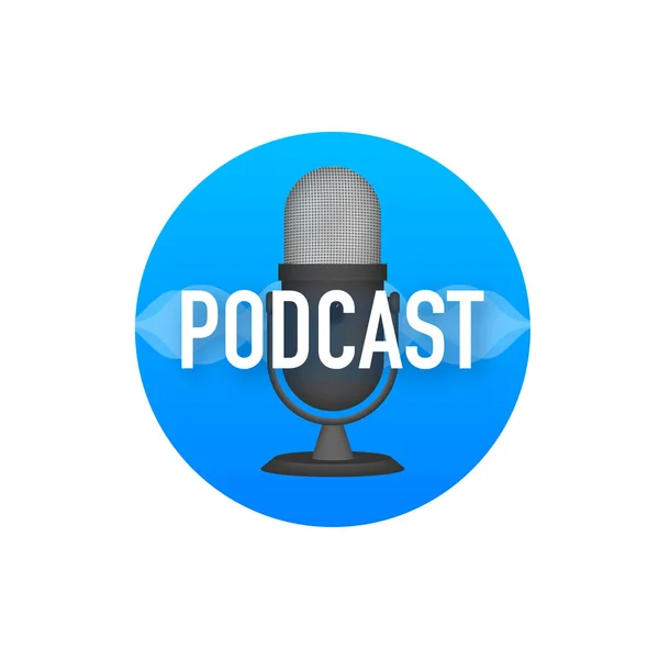 Podcast. Badge, icona, timbro, logo. Illustrazione dello stock vettoriale. — Vettoriale Stock