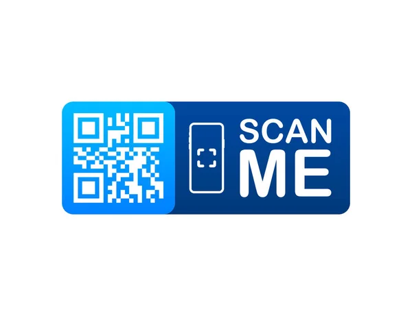 Codice QR per smartphone. Iscrizione scansionami con icona dello smartphone. Codice Qr per il pagamento. Illustrazione vettoriale — Vettoriale Stock