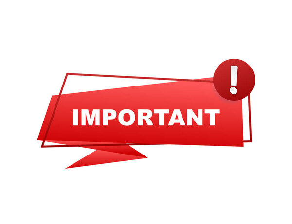 Важно написано на красной этикетке. Рекламный знак. Векторная иллюстрация.