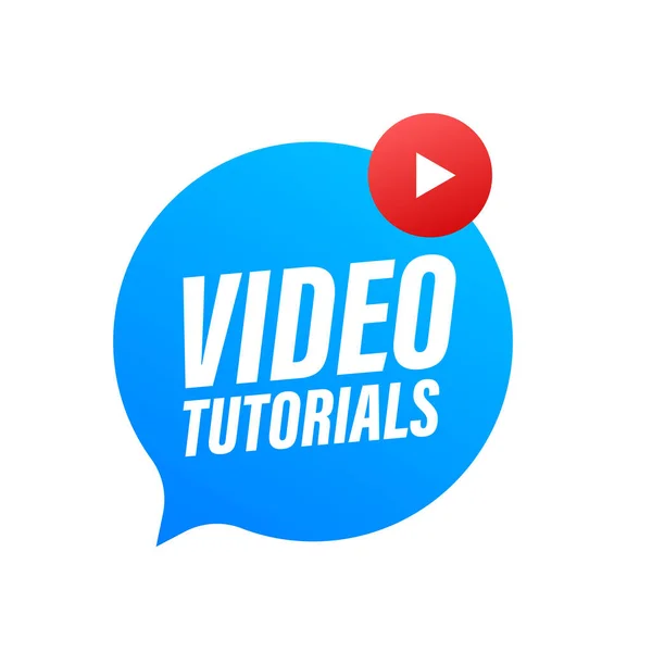 Video tutoriales Botón, icono, emblema, etiqueta. Ilustración vectorial — Vector de stock