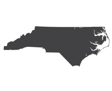 Vector North Carolina Map silhouette. Isolated vector Illustration. Black on White background. clipart