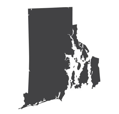Vektör Rhode Island harita siluet. İllüstrasyon izole vektör. Beyaz arka planda siyah.