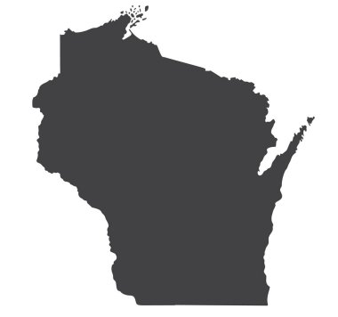 Vektör Wisconsin harita siluet. İllüstrasyon izole vektör. Beyaz arka planda siyah.