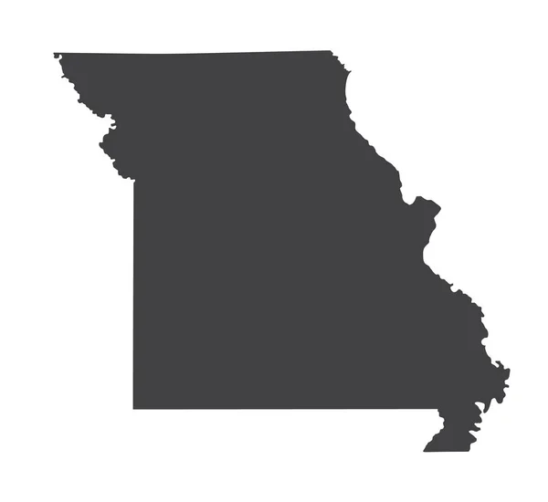 Vector Missouri Mappa Silhouette Illustrazione Del Vettore Isolato Nero Sfondo — Vettoriale Stock