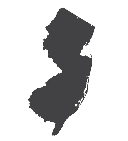 Силуэт Карты Нью Джерси Изолированная Векторная Иллюстрация Черный Белом Фоне — стоковый вектор