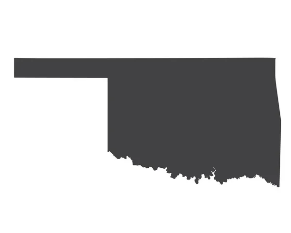 Vector Oklahoma Mappa Silhouette Illustrazione Del Vettore Isolato Nero Sfondo — Vettoriale Stock