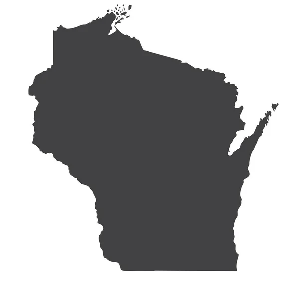 Vector Wisconsin Mappa Silhouette Illustrazione Del Vettore Isolato Nero Sfondo — Vettoriale Stock