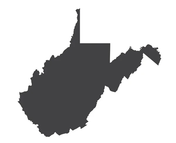 Vector West Virginia Map Silhouette Isolated Vector Illustration Black White — Stock Vector