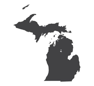 Vektör michigan harita siluet. İllüstrasyon izole vektör. Beyaz arka planda siyah.