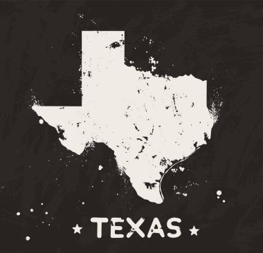 Texas grunge harita siyah arka plan üzerinde. Retro sıkıntılı illüstrasyon devlet harita ile.