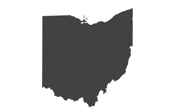 Vector Ohio Mapa Silueta Ilustración Vectorial Aislada Negro Sobre Fondo — Vector de stock