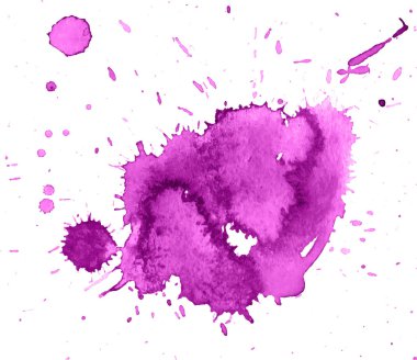 Su sıçramalarına ve sıçramaları ile soyut renkli sulu boya doku leke.