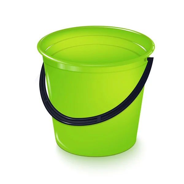 Un secchio di plastica verde per uso domestico. illustrazione vettoriale . — Vettoriale Stock