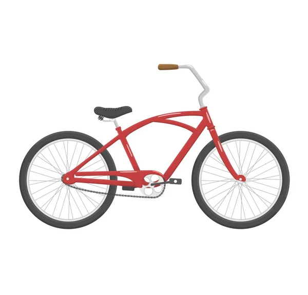 Red flat bicycle. Bike Vector illustration isolated on white background. — Stock Vector