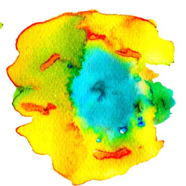 Renkli soyut suluboya lekesi, sıçrama ve sıçrama izleri. Moda tasarımı için modern yaratıcı suluboya arkaplan.