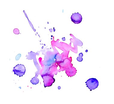 Renkli soyut suluboya lekesi, sıçrama ve sıçrama izleri. Moda tasarımı için modern yaratıcı suluboya arkaplan.