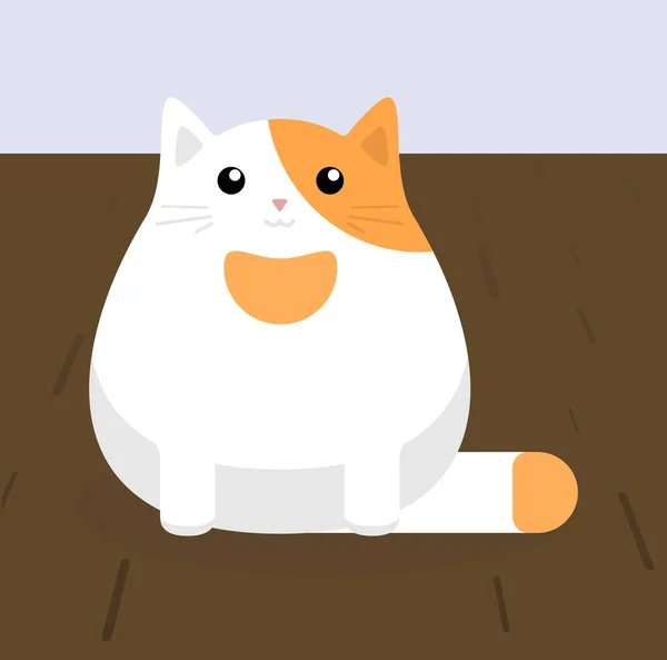 Söt sittande katt. Röd katt med vita fläckar. — Stock vektor