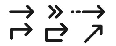 Farklı siyah ok işaretleri. Vektör