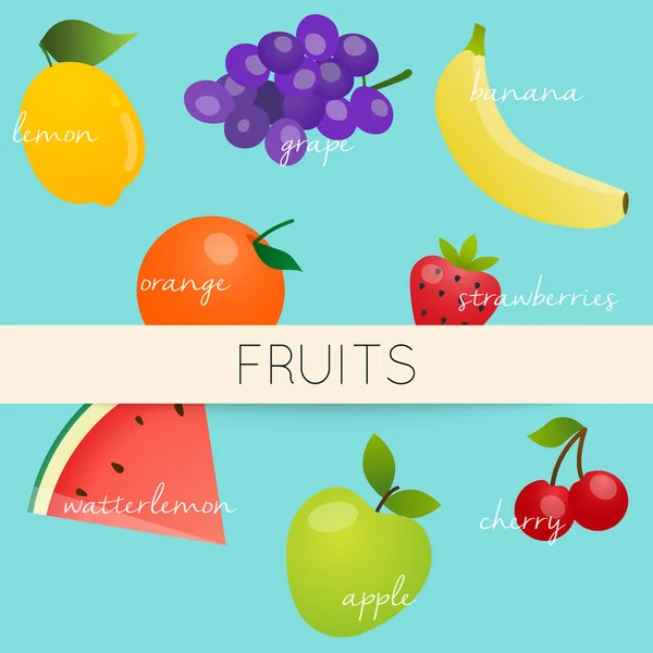 Iconos Frutas Vector Ilustración — Vector de stock