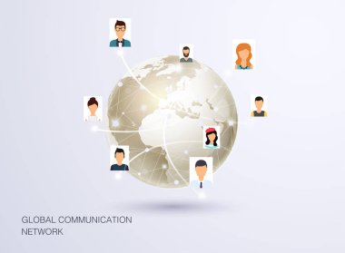Küresel iletişim ağı ile gezegen ve insanlar kutsal kişilerin resmi