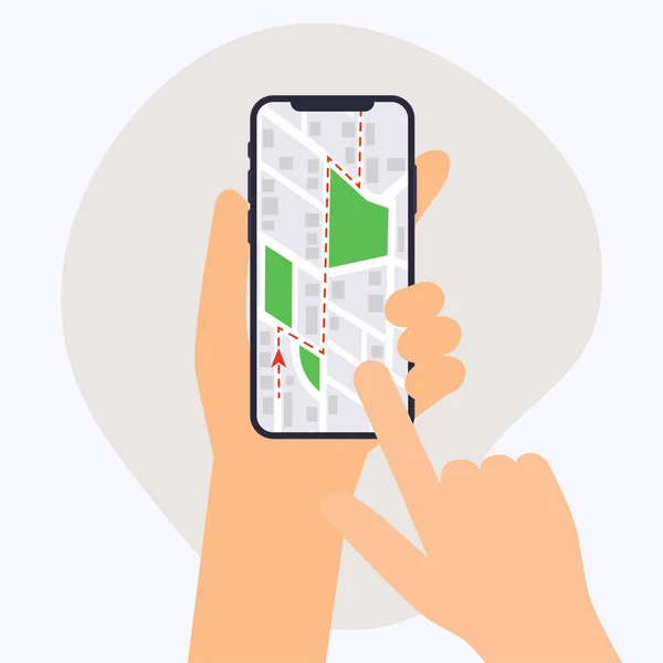Ilustracja Wektorowa Przy Użyciu Nawigator Mapa Smartphone — Wektor stockowy