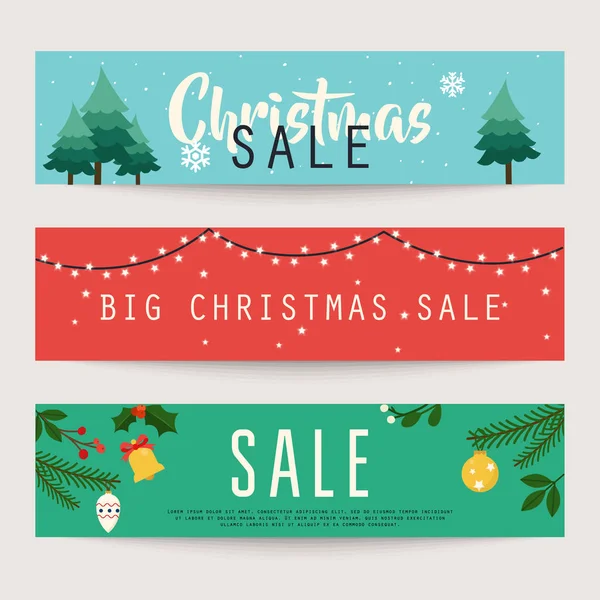 Ilustración Vectorial Del Conjunto Diseño Banners Venta Navidad — Vector de stock