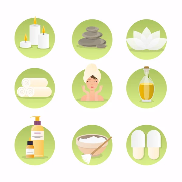 Vector Illustration Spa Wellness Icons Set — Stock Vector