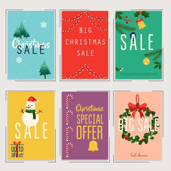 Kerstmis Verkoop Banners Ontwerpset — Stockvector