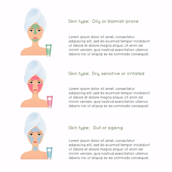 Fille Aide Masque Facial Isolé Sur Fond Blanc — Image vectorielle