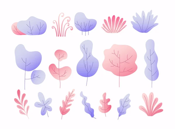Plantes Colorées Isolées Sur Fond Blanc — Image vectorielle