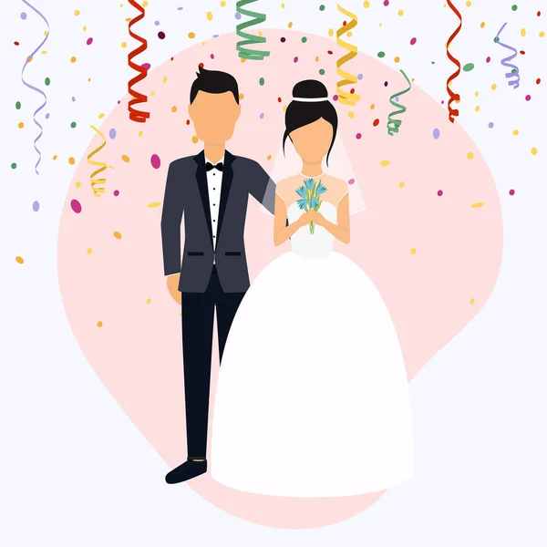 Novia y novio ilustración. — Vector de stock