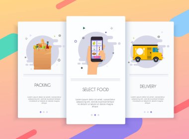 Gıda alışveriş. Vektör konsept çizimler.