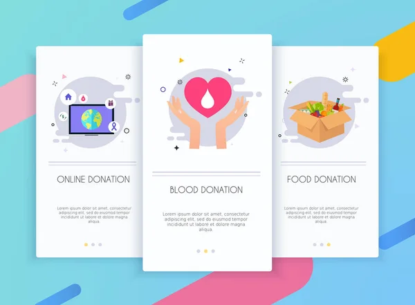 寄付する時間 食べ物の寄付 食品の完全な箱 ベクトルの概念イラスト — ストックベクタ
