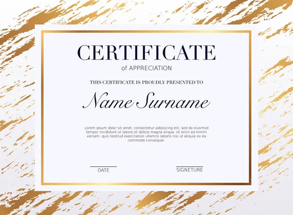 Certificate Template Golden Decoration Element Design Diploma Graduation Award Vector — Stock Vector