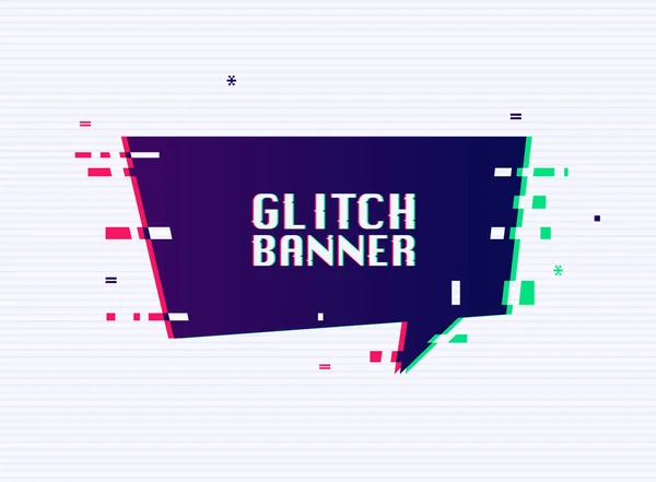 Vektor Glitch Banner Med Tekst Plassholder Forfremmelsesbanner Prislapp Taleboble Klistremerke – stockvektor