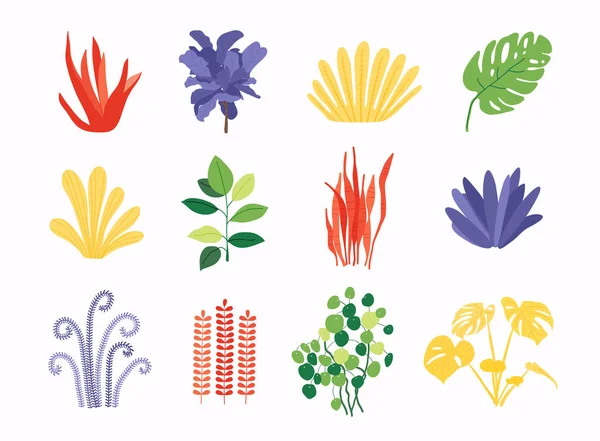 春天的花朵和树叶都定了 平面设计现代矢量插图概念 — 图库矢量图片