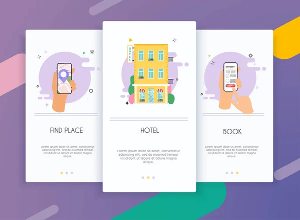 Onboarding Screen User Interface Kit Mobile App Templates Concept Find — Image vectorielle