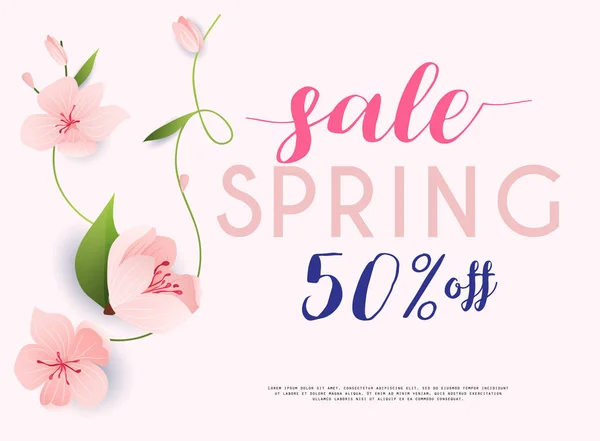 Template Spring Sale Floral Elements — Stock Vector