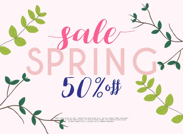 Template Spring Sale Floral Elements — Stock Vector