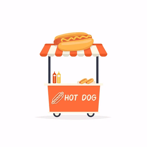 Hot Dog Cart Vending Machine Isolated White Background — Stock Vector