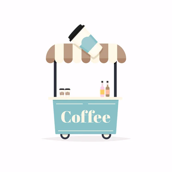 Coffee Cart Vending Machine Isolated White Background — Stock Vector