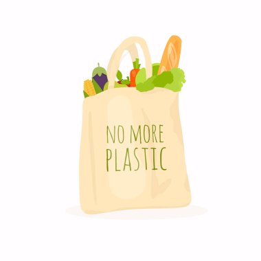 Çantada farklı gıda ile artık plastik kavramı 