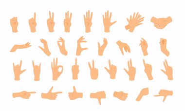 insan ellerinin vektör illüstrasyon farklı işaretler gesturing ayarlayın 