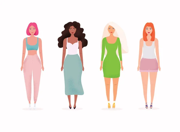 Ilustração Vetorial Mulheres Elegantes Personagens Desenhos Animados —  Vetores de Stock