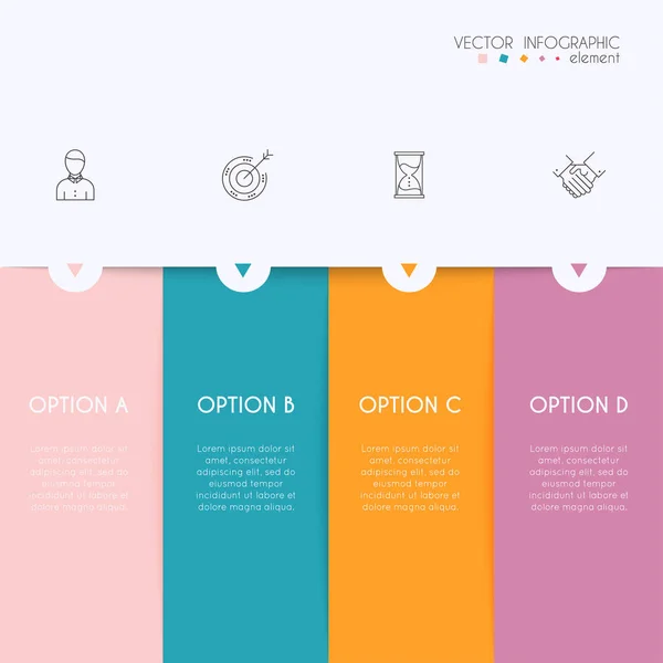 Info Graphics Met Kleurrijke Banners Iconen Webdesign Voor Creatieve Zakelijke — Stockvector