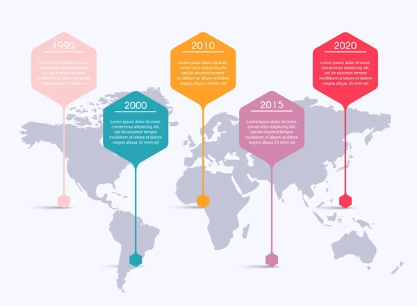 Info Gráficos Con Banderas Colores Sobre Mapa Del Mundo Diseño — Vector de stock