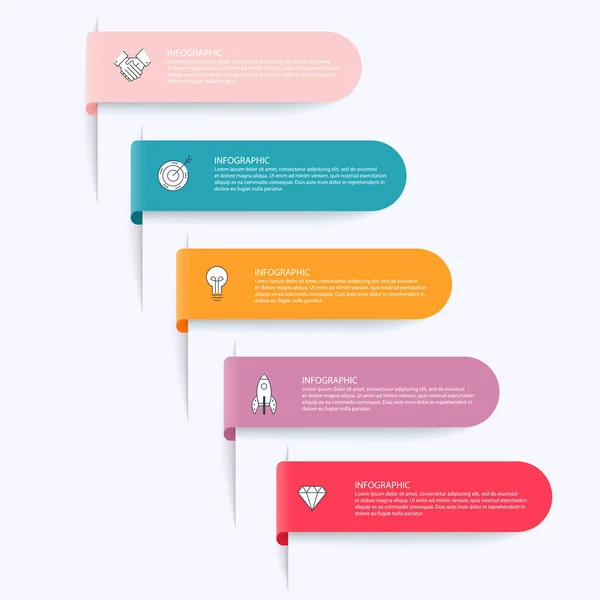 Info Grafiken Mit Bunten Schritten Banner Web Design Für Kreative — Stockvektor