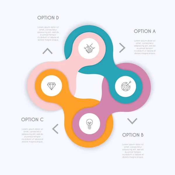 Cirkel Info Grafik Med Färgglada Banners Webbdesign För Kreativ Affärspresentation — Stock vektor