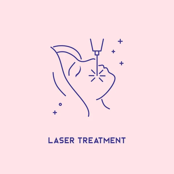 Vrouwelijk Gezicht Laserbehandeling Icoon Met Cosmetologie Concept — Stockvector